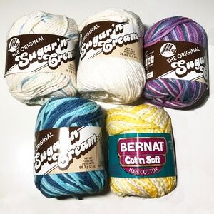 NWOT 4 Lily Original Sugar'n Cream 100% Cotton Knitting/Crochet Yarn